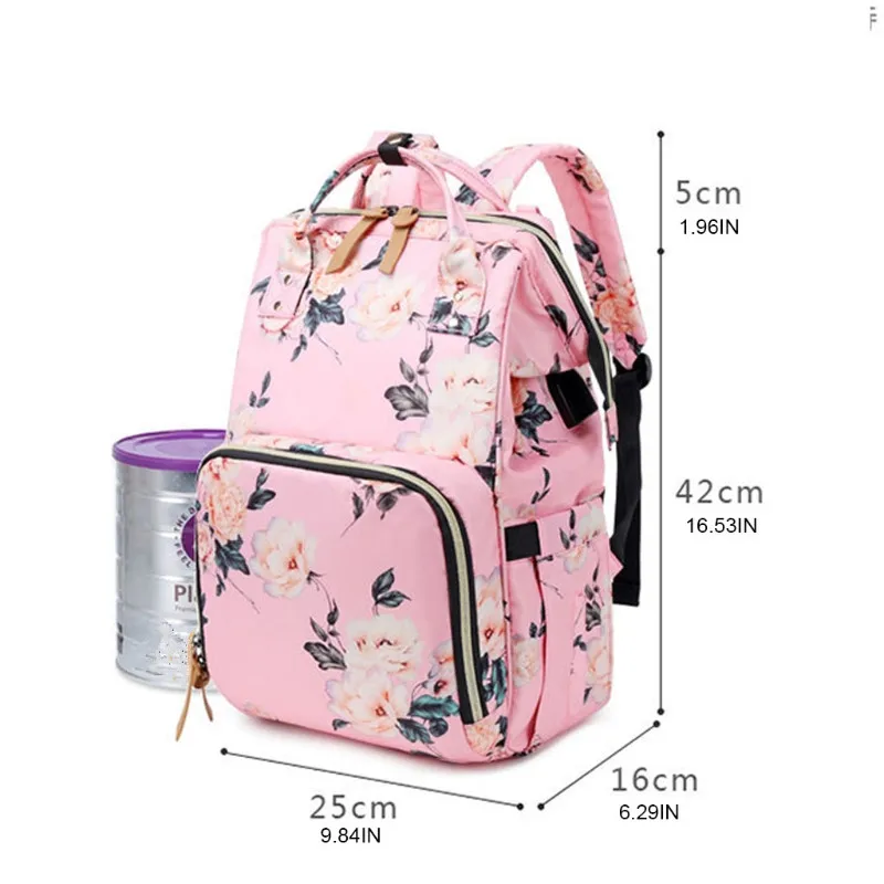 

Multifunctional Diaper Backpack Travel Waterproof Maternity Nappy Bag USB Charging Port Large Capacity Mummy Rucksack Daypack
