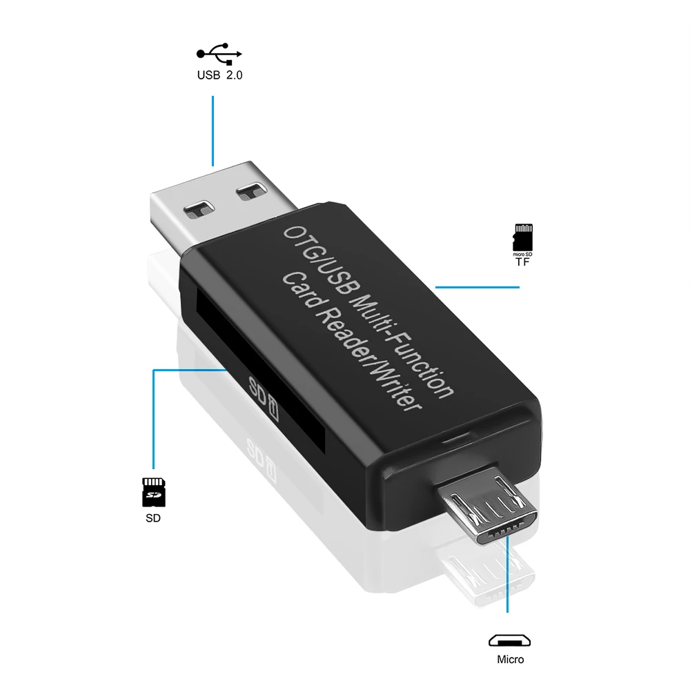 Micro USB OTG кард-ридер адаптер Универсальный TF/SD телефонный удлинитель-переходник