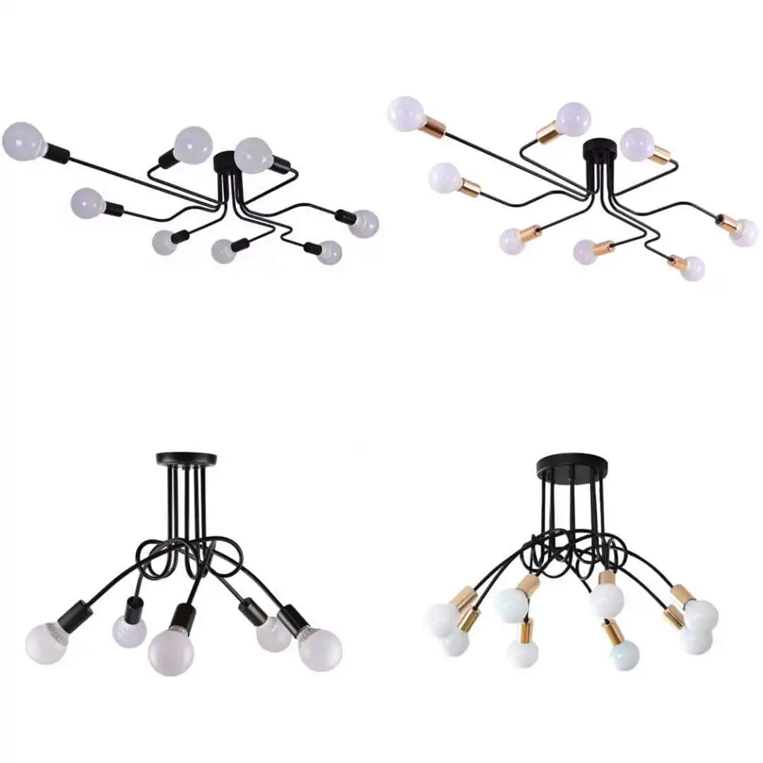 Современная железная черная люстра промышленная потолочная лампа