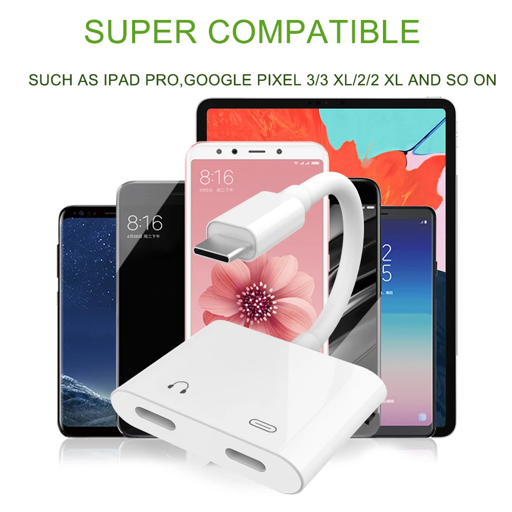 Сплиттер Type C для Samsung Galaxy S20 Ultra 2 в 1 USBC адаптер Note 10 Plus DAC зарядное устройство