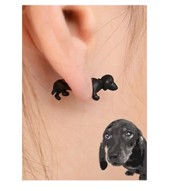 

Punk Jewelry Pet 3D Animal Dachshund Dog Male and Female Cartoon Animal Stud Earrings Cute Dog Animal Piercing Stud Earrings