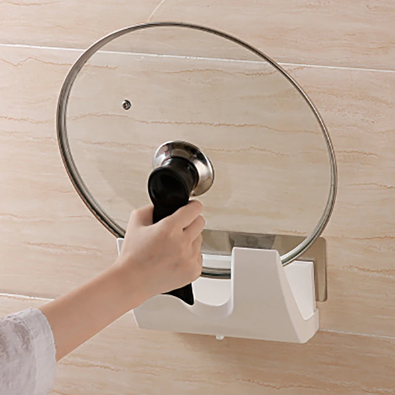 

ZhangJi белый Высокое качество ABS пластик крышка для кухонного горшка Кронштейн Держатель для крышки горшка полка для кухонного хранения антикапельная конструкция