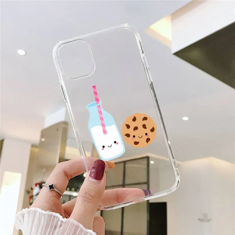 

food Cute Milk Biscuits Phone Case Transparent soft For iphone 5 5s 5c se 6 6s 7 8 11 12 plus mini x xs xr pro max