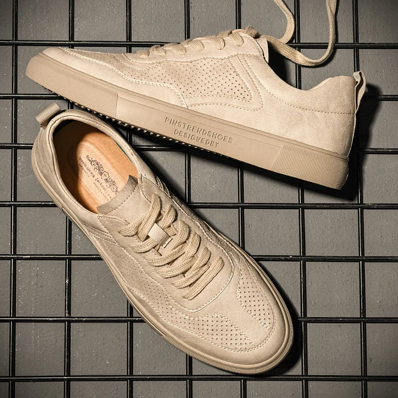 

2019 New Mens Casual Shoes Lace up Breathable Flat Genuine Leather Shoes Male Soft Driving Shoes leather shoes men