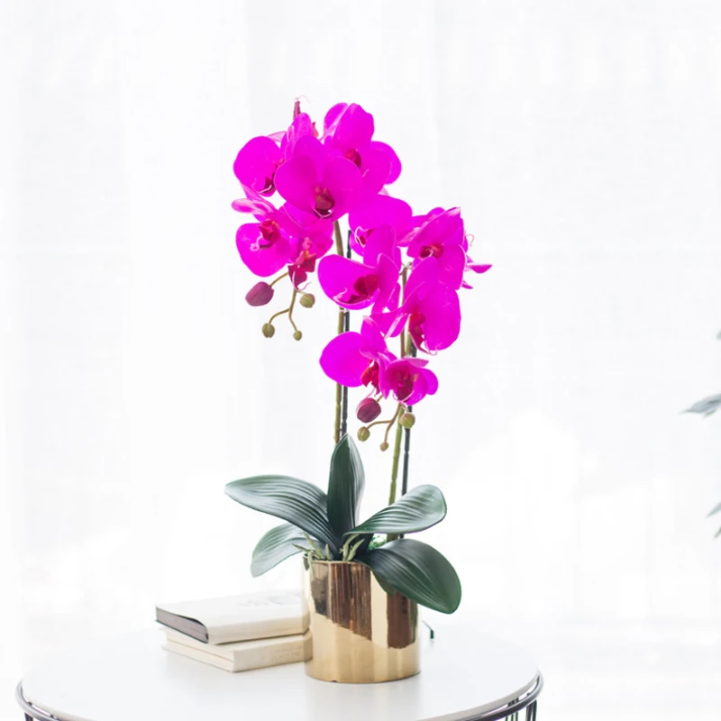 

Home Decoration Real Touch Flower Vase Set Artificial Butterfly Orchid Party Wedding DIY Fake Potted Plant Butterfly Orchid