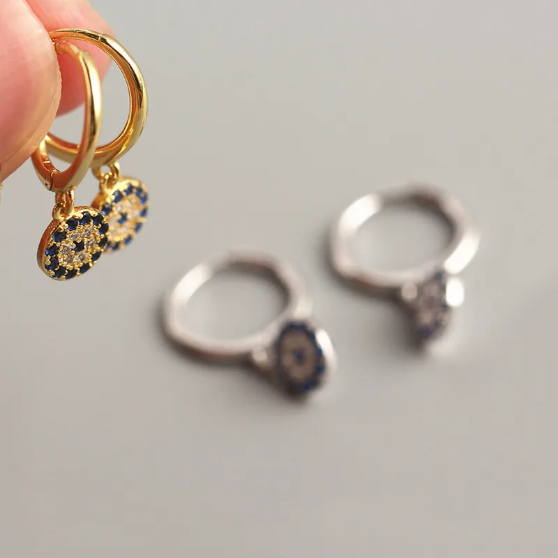 INZATT Настоящее серебро 925 пробы талисман голубой циркон Глаза зла серьги кольца