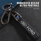 1 шт., автомобильный металлический брелок для ключей с эмблемой из кожи для Ford Focus MK4 MK3 MK2 Fiesta MK7 F150 Fusion Ranger Mustang