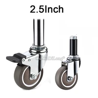 4pcs 2 5inch heavy duty load 150kg rubber swivel plunger casters with brake mobile wheels for furniture medical equipment gf699