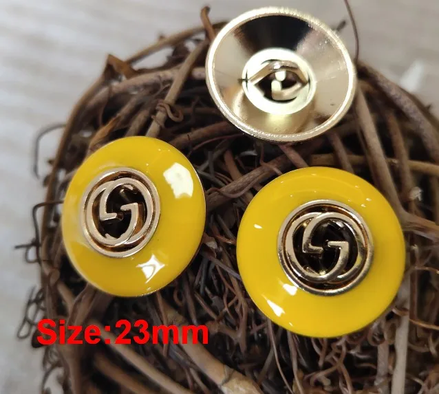 NO11 Size23mm yellow Новинка 10 шт. высококачественная металлическая куртка в форме сердца с капельным маслом и пуговицами аксессуары пальто свитер рубашка кнопка 18 мм - Цвет: NO11 Size23mm yellow
