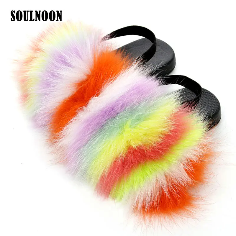 

Летние детские меховые тапочки, пушистые сланцы, детские пушистые тапочки, шлепанцы с эластичным ремешком из лисьего меха, детская обувь, Пл...