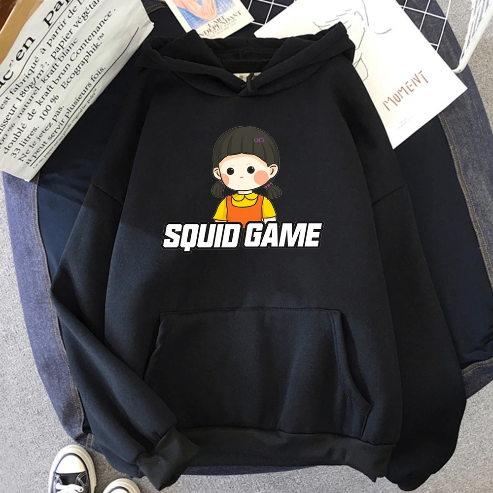 

Autumn Fashion Fleece Hoodies Mens Cartoon Squid Game Sweatshirt Casual Cosplay Funny Streetwear Hot Korean TV Series Hoodie Men