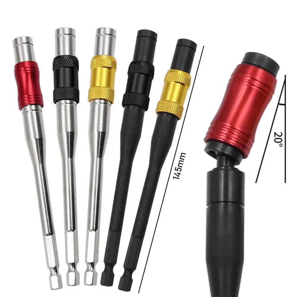 

145mm 1/4"Hex Magnetic Pivoting Screw Drill Tip Locking Bit Holder Quick Change Holder Drive Guide Screw Drill Tip Extension Rod