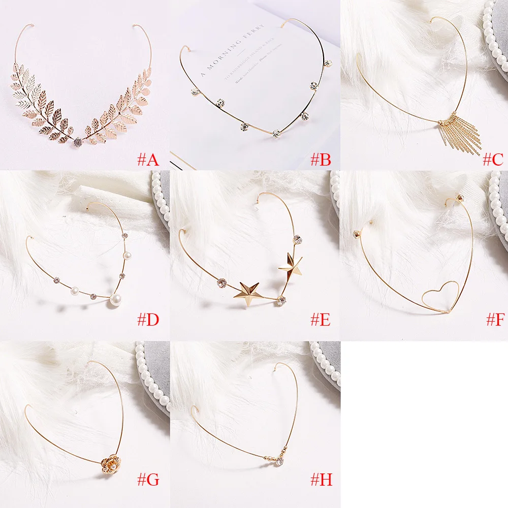 

Vintage Back Hold Headbands Crystal Alloy Hairbands Pearl Leaf Headwear Girls Hair Band Rhinestones Hair Accessories Headdress