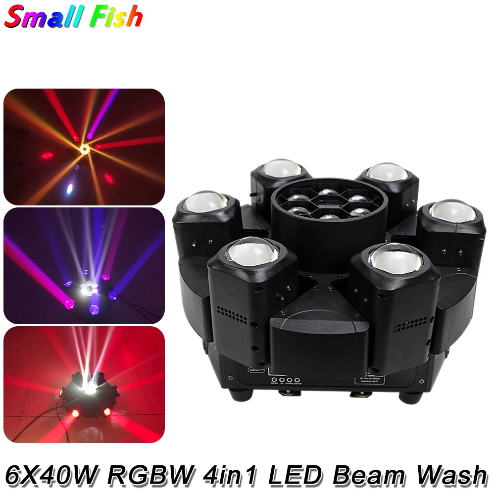 

6X40W RGBW 4in1 LED Beam Wash Moving Head Light DMX512 Stage Full Color LED DJ Disco Spot Light For LED Music Party Bar Xmas