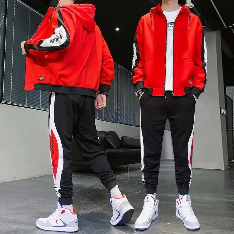 

Мужские комплекты в Корейском стиле, повседневный Свободный кардиган с длинным рукавом, толстовка с капюшоном, мужская одежда DB60TZ