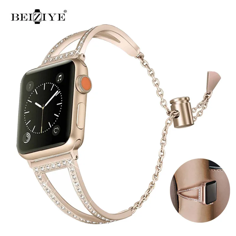 

Роскошный браслет с кристаллами и бриллиантами, ремешок на запястье для Apple Watch band 42 мм 38 мм 40 мм 44 мм, женский браслет для iWatch Series 6 5 4 3 2