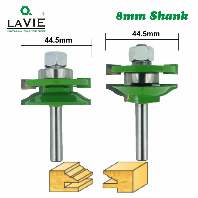 

LAVIE 2pcs 8mm Stile & Rail Set-Ogee Bit Set Tenon Knife Woodworking Cutter Tungsten Carbide Milling Cutters for Wood MC02027