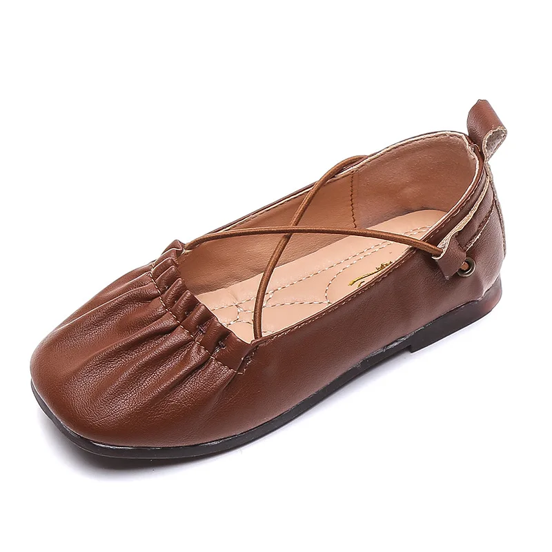 Кожаные туфли для девочек детские свадебные под платье принцессы осенние черные