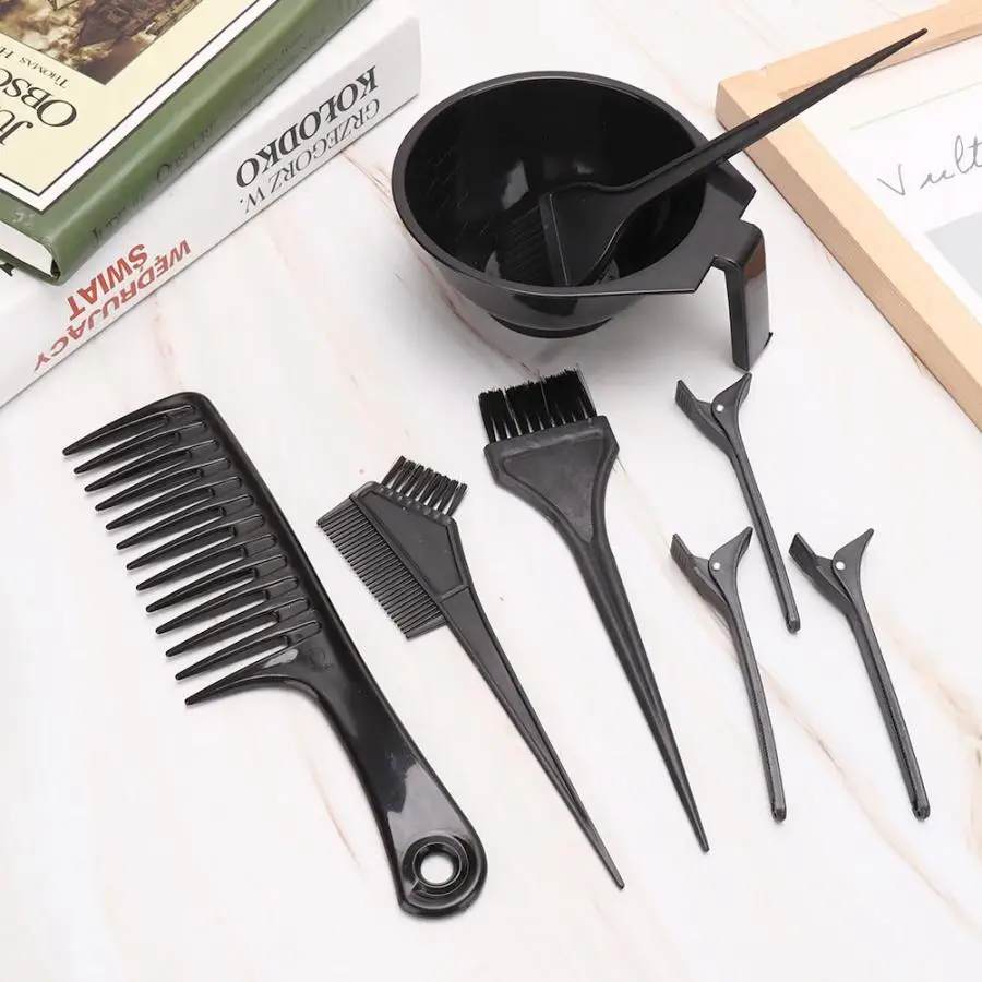 8pcs Hair Dyeing Tool Coloring Kit Salon Brush Comb Bowl Sectioning Clips Set Black Hairdressing 4 | Красота и здоровье