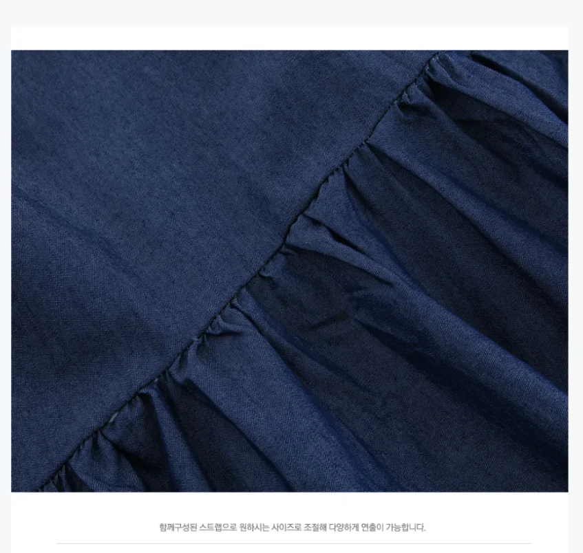 

Women Clothing Dress For Office 2021 Fall Knee Length Long Sleeves V Neck Denim Ruffles Ladywear Plus Size Casual Shirt Dress