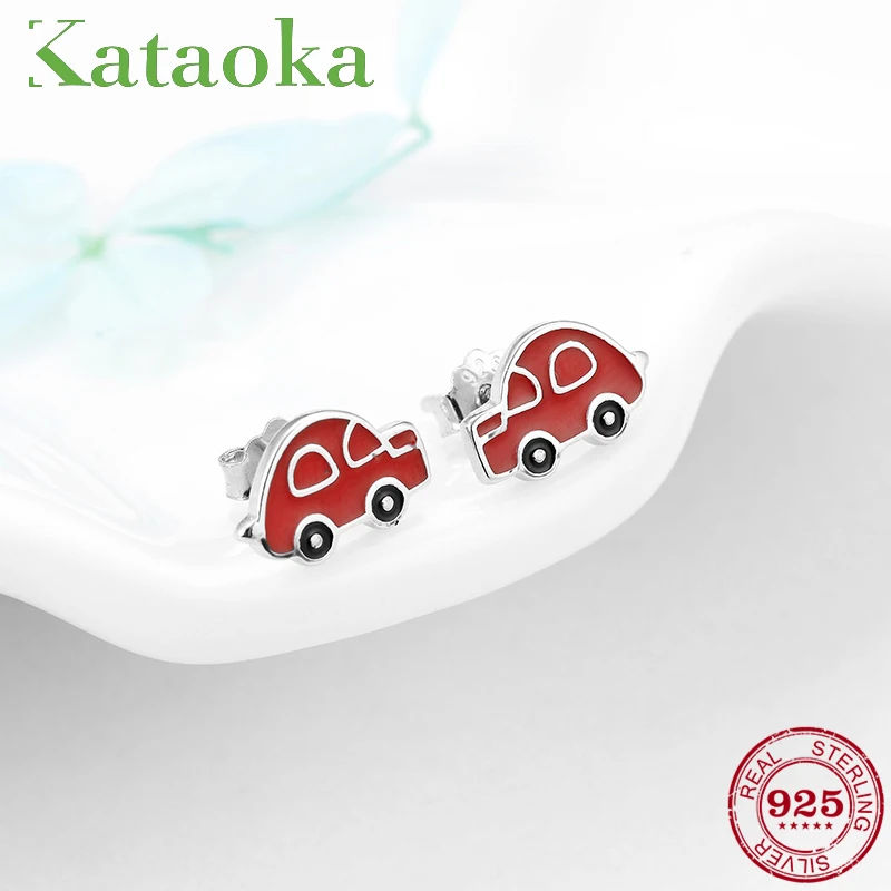 Серьги гвоздики для девочек из серебра 925 пробы с красной эмалью|Серьги-гвоздики|