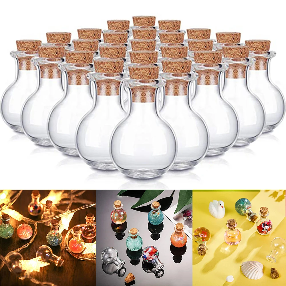 

5/10pcs Mini Glass Bottles Clear Drifting Bottles Small Wishing Bottles With Cork Stoppers For Wedding Birthday Party Glass Jars