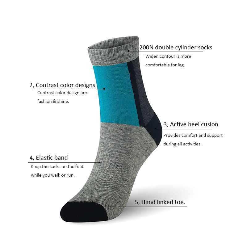 Мужские спортивные хлопковые носки контрастных цветов дизайнерские мужские 6