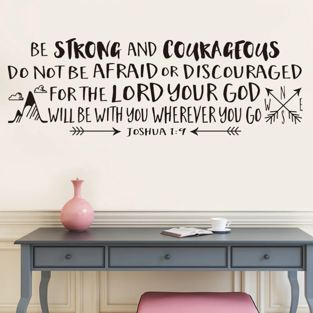 

Be Strong And Courageous Nursery Wall Decal Quote Religious Vinyl Wall Sticker for Kids Rooms Joshua 1:9 Bible Scripture 57x35.4