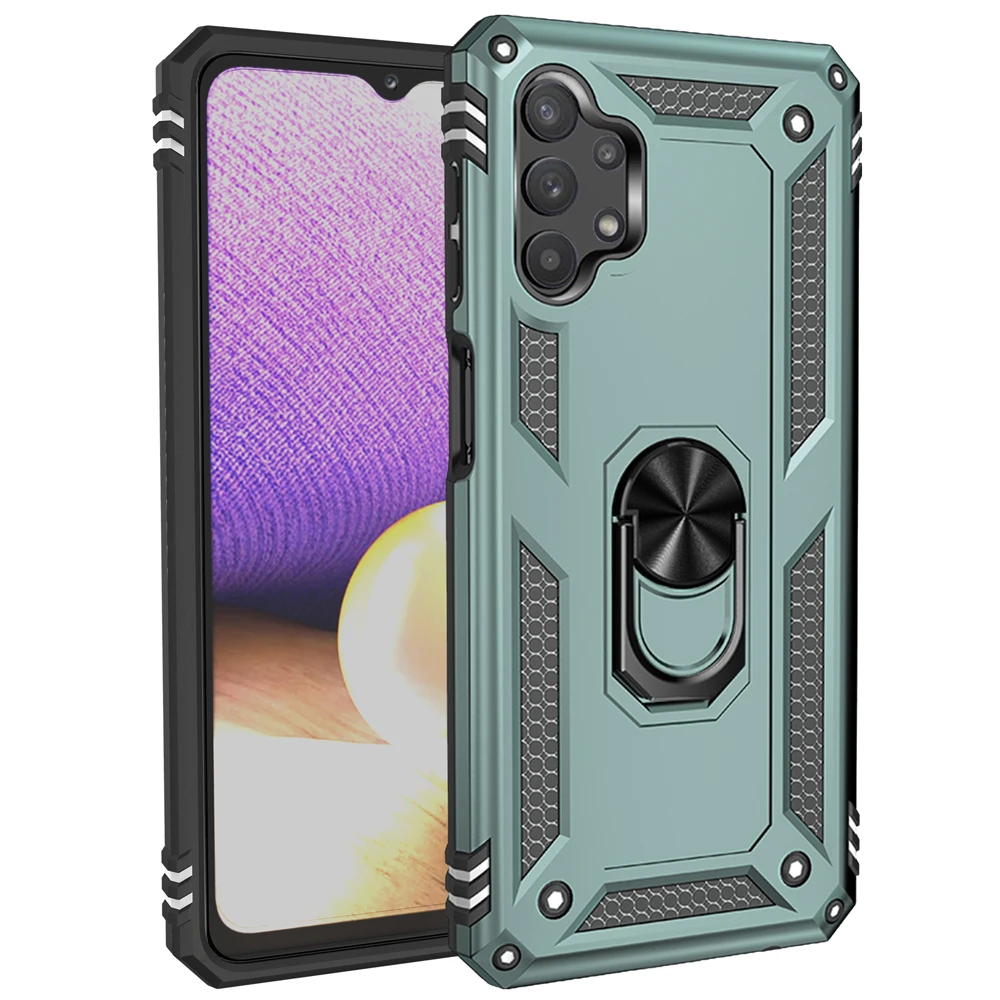 

Cover for Samsung Galaxy A32 5G Shockproof Rugged Ring Stand Fundas TPU Bumper Case Coque Protective Shell Housing