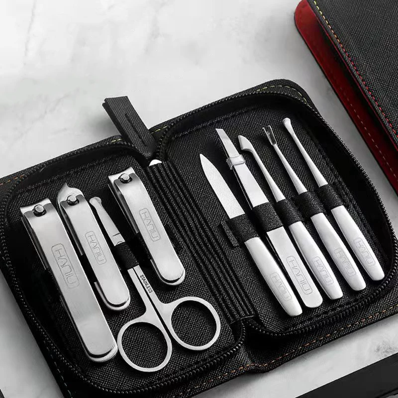 

9Pcs Manicure Set Pedicure Sets Nail Clipper Stainless Steel Professional Nail Cutter Tools with Travel Case Kit High Quality