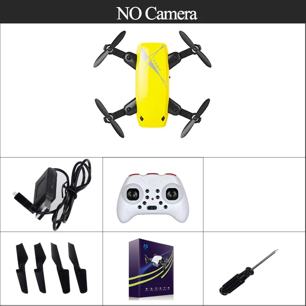 yellow no cam box S9 S9HW мини селфи Карманный Дрон Квадрокоптер с HD камерой живое видео Безголовый режим с RC игрушки для детей в качестве рождественского подарка - Цвет: yellow no cam box