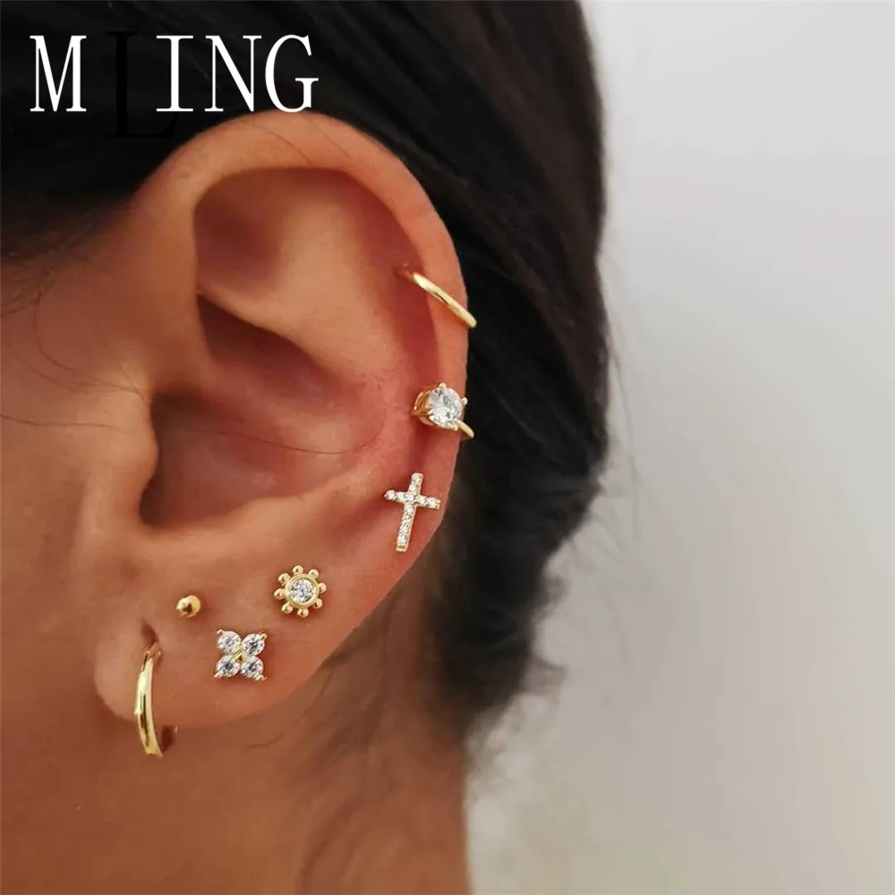 MLING 7 шт./компл. Винтажные серьги из Золотого Сплава новые Астра крест круглые