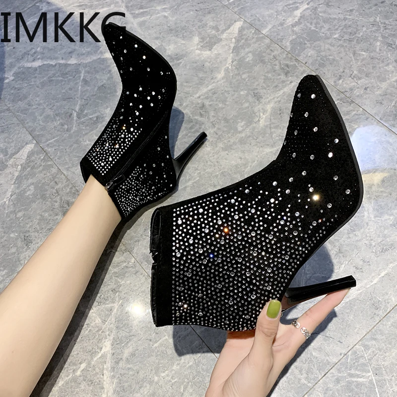 Женские ботильоны из искусственной кожи на шпильке с острым носком молнии весна