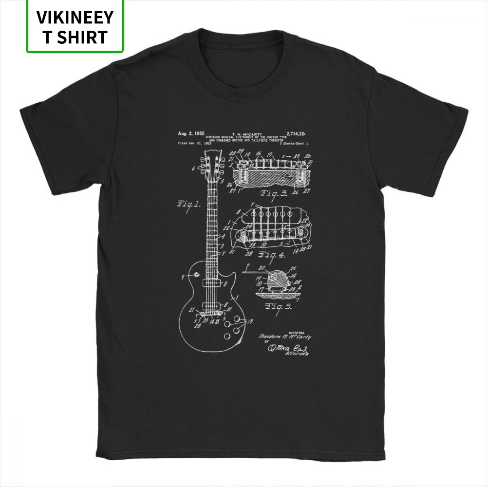 patent akustische elektrische gitarre musik männer t shirt verrückte 100 baumwolle kurze ärmel tees crew neck t shirts gedruckt tops fr
