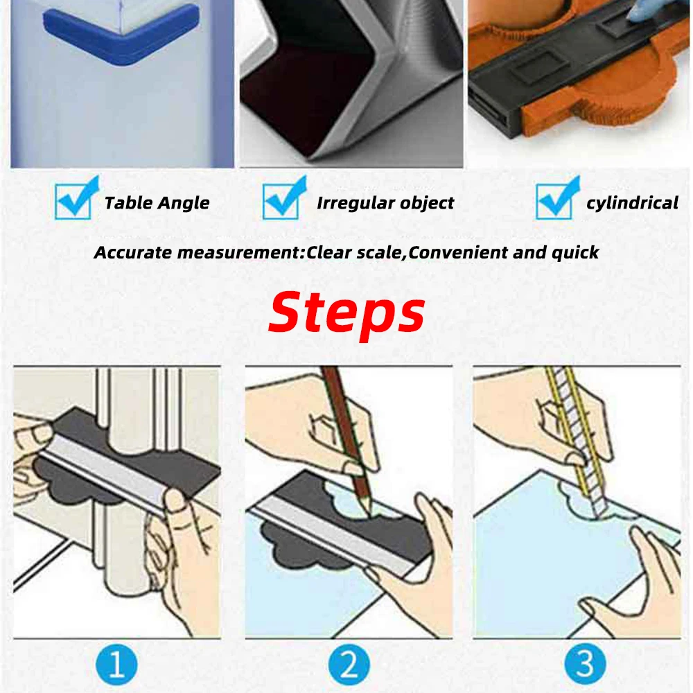 

Contour Gauge Plastic Profile Measuring Contour Gauge Duplicator Tiles Edge Shaping Measure Ruler Copy Duplicator Measuring Tool