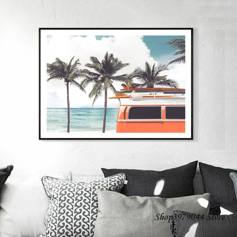 Скандинавский морской постер с изображением кокосовой пальмы плакаты и принты