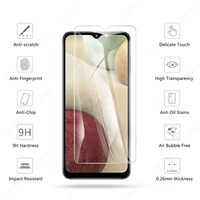 Закаленное стекло для Samsung Galaxy A12 защитная пленка экрана 2 шт. A22 A32 A52 A72 A02S M51 M12