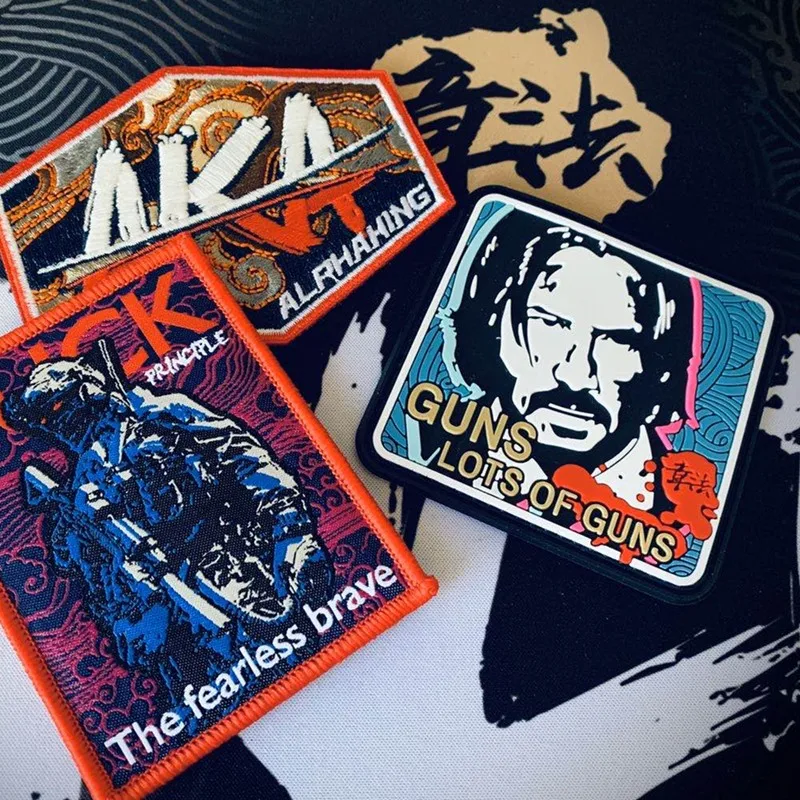 

Johnwick Killing God Classic Lines Velcro Luminous Patch Fearless Brave Super Fine Personality Badge Tactical Backpack Sticker