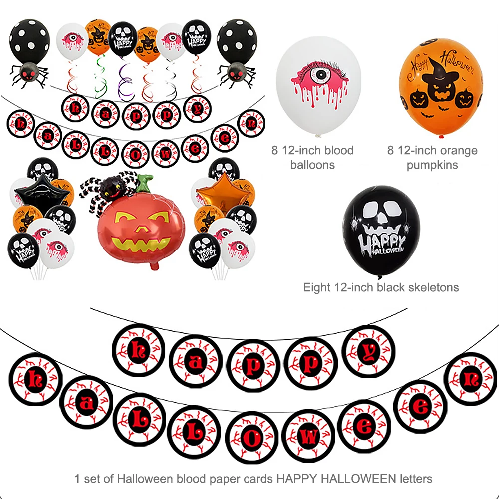 

Halloween Balloon Sets Latex Pumpkin Ghost Halloween Balloon Flag Party Decorations Kids Toys Spider Easter Festival Decor