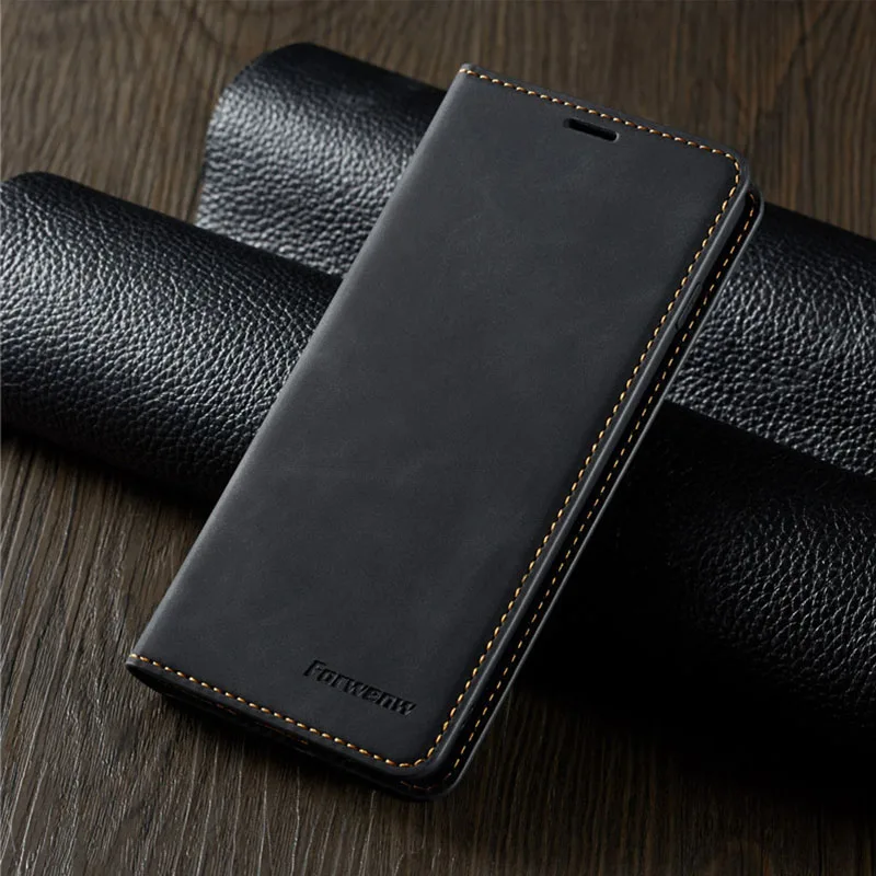 Черный Кожаный чехол-книжка чехол для samsung A50 A30 S10 S9 S8 J4 J6 плюс S10e A70 A60 A20 A40 A80 A90 A6 A7 A8 Магнитный кошелек 360 крышка - Цвет: Черный