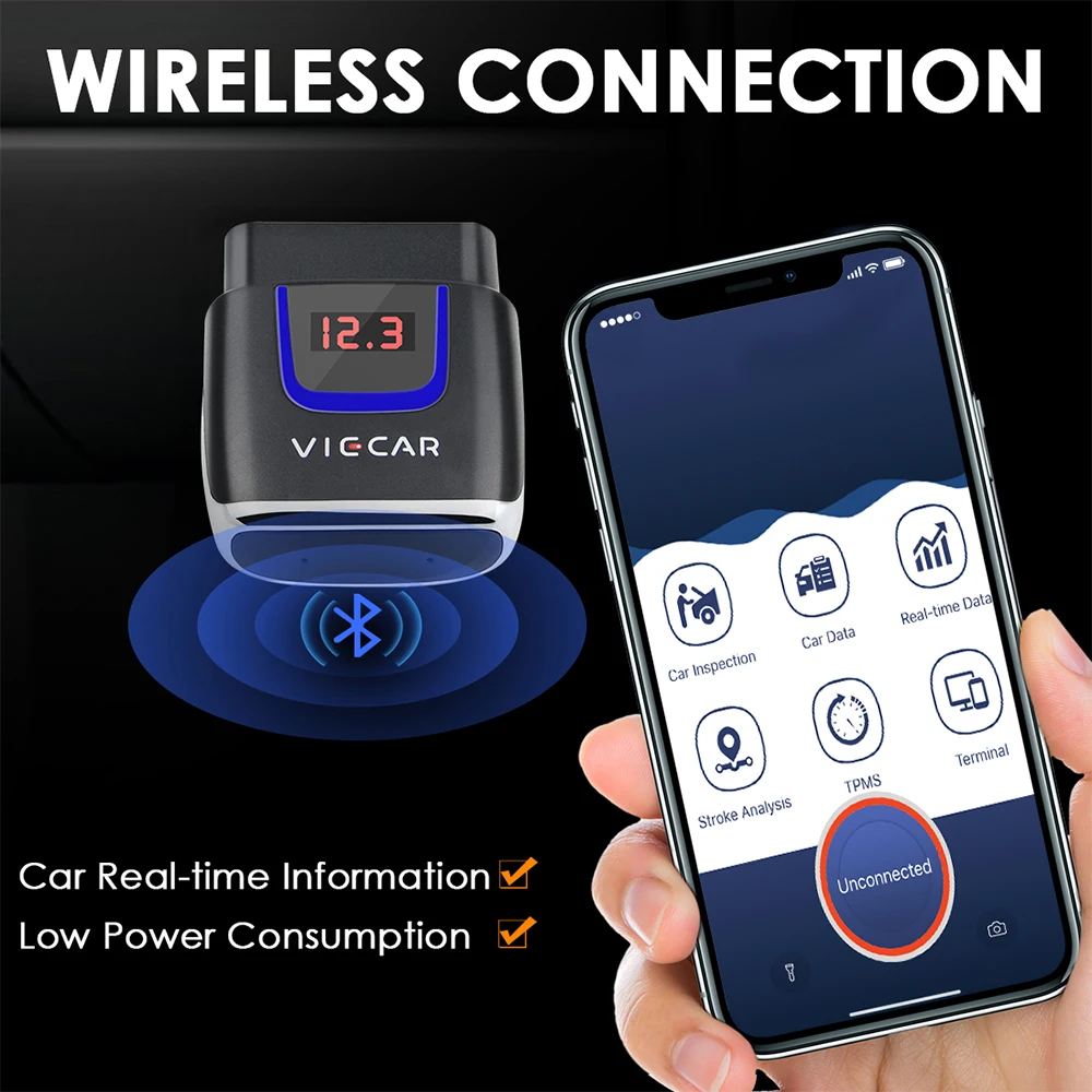 Диагностический сканер Viecar ELM 327 V2.2 VP003 PIC18F25K80 WIFI OBD2 ELM327 Bluetooth 4 0 для Android/IOS ODB2