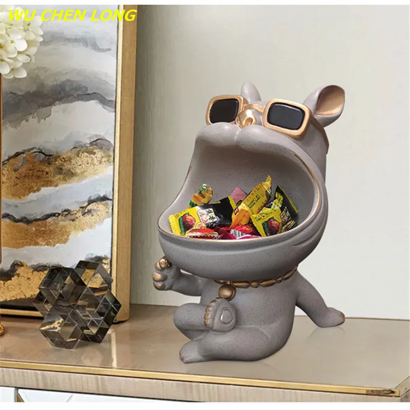 Koop Bulldog Opslag Decoratie Ornamenten Dier Ambachtelijke Snoeppot Hars Beeldjes Cool Hond Zonnebril Bureau Home Decor Moderne R5725