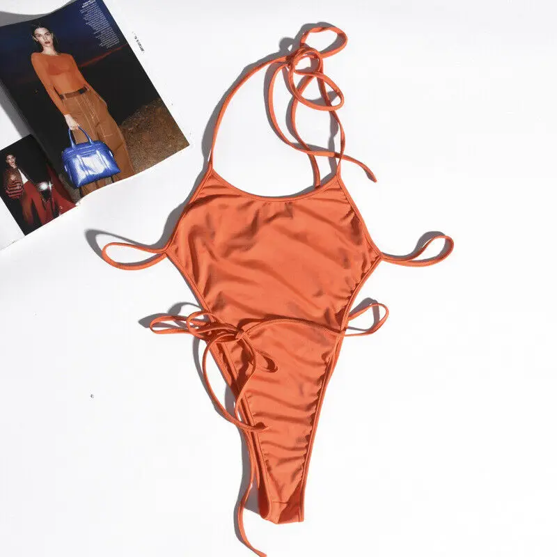 Новинка 2020 летний женский цельный Одноцветный купальник с пуш ап монокини