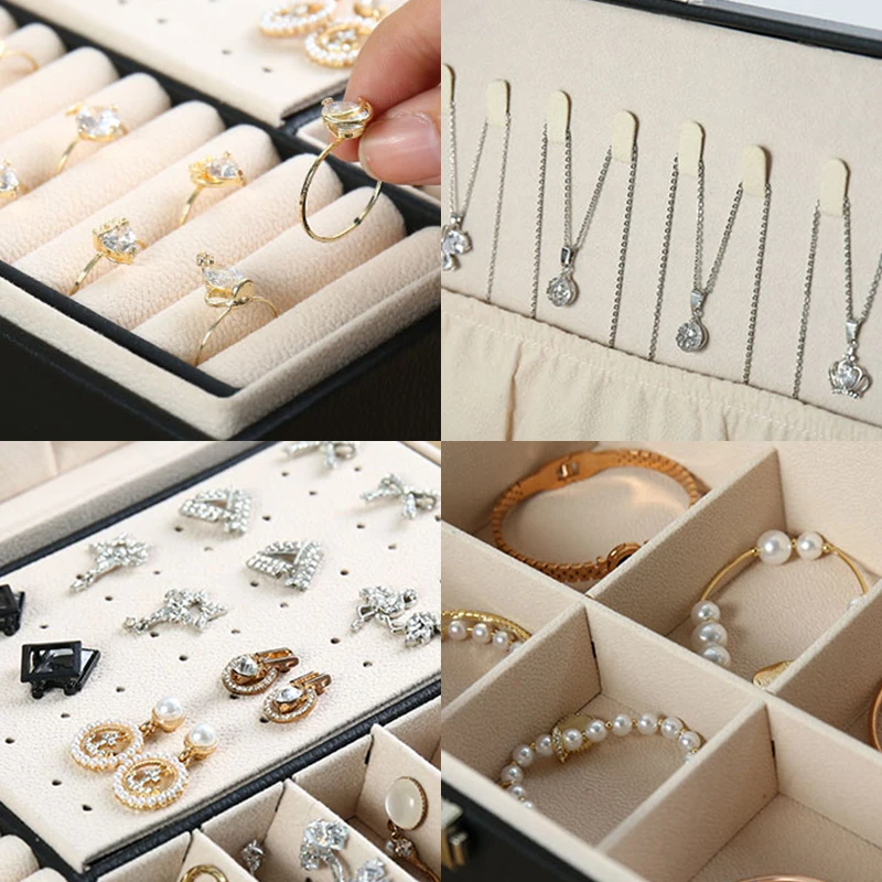 

New Double-Layer Velvet Jewelry Box European Jewelry Storage Box Large Space Jewelry Holder Gift Box Storage Box Organizer