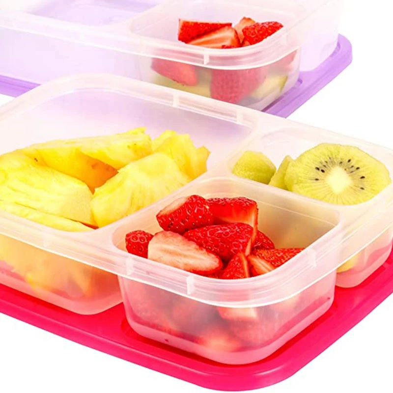 

Meal Prep Containers 3 Compartment Food Storage Containers Microwave Dishwasher Freezer Safe (7 Pack)