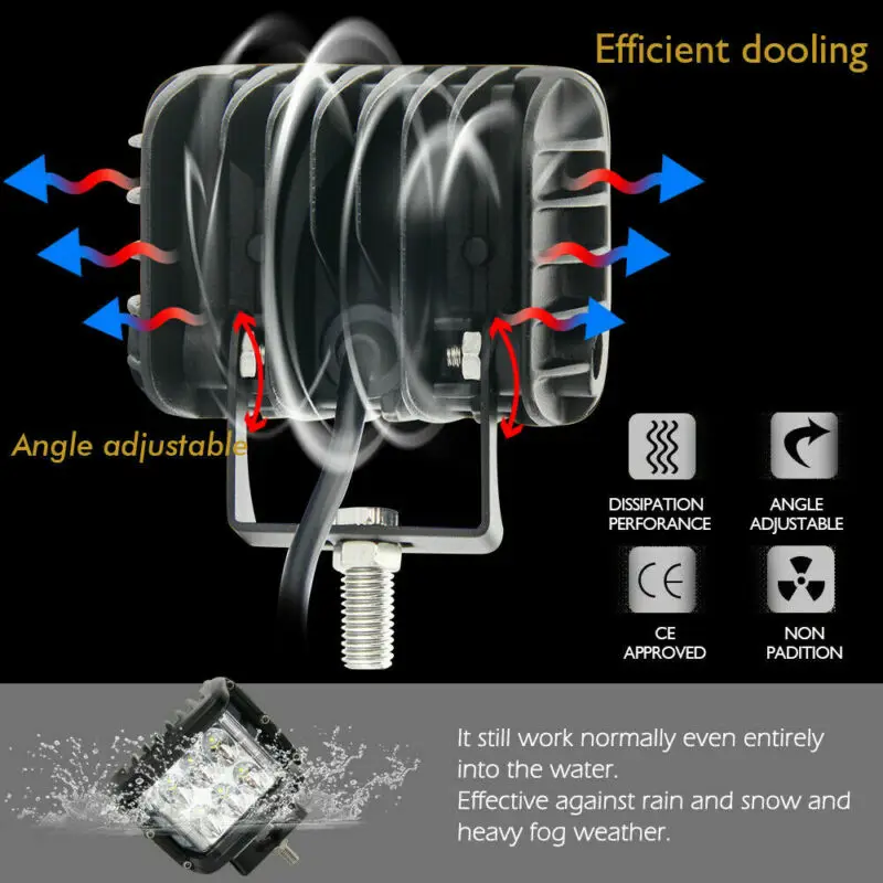 

Aluminum Alloy Work Light Enegry Saving Work DC 9-30V Light Bar Cube Side