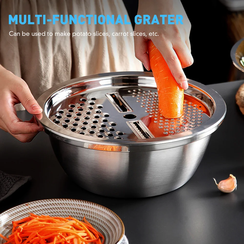 

Cabilock 1PC Stainless Steel Grater Draining Chopping Vegetables Tool Multi-purpose Kitchen Tool Portable Wash Rice Tool for