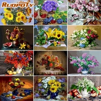 ruopoty frame diy painting by numbers on canvas oil pictures for adults acrylic flower coloring by number home decoration