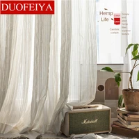 japanese type contracted cotton linen stripe curtain yarn is used at balcony gauze shade kitchen bedroom sitting room curtain