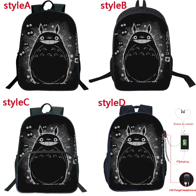 4 стиля милый рюкзак Тоторо для мальчиков и девочек школьная сумка студентов